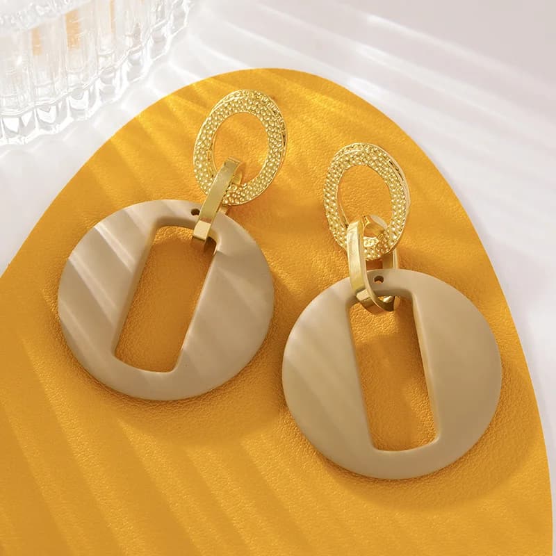 Boucles d'oreilles pendantes soleil étoile ambrées vintage