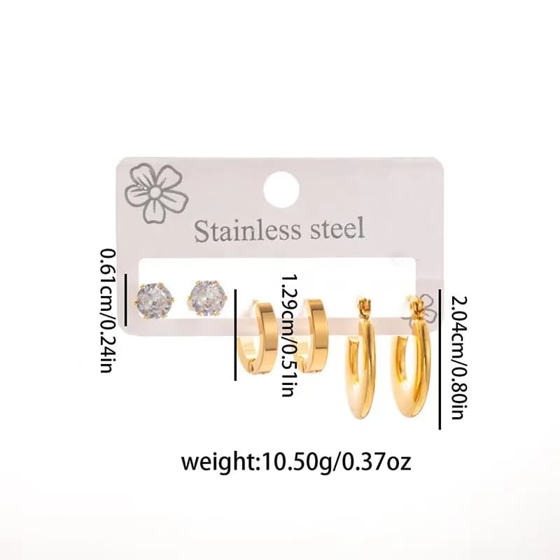 Set de Créoles Scintillantes en Oxyde de Zirconium Dorées