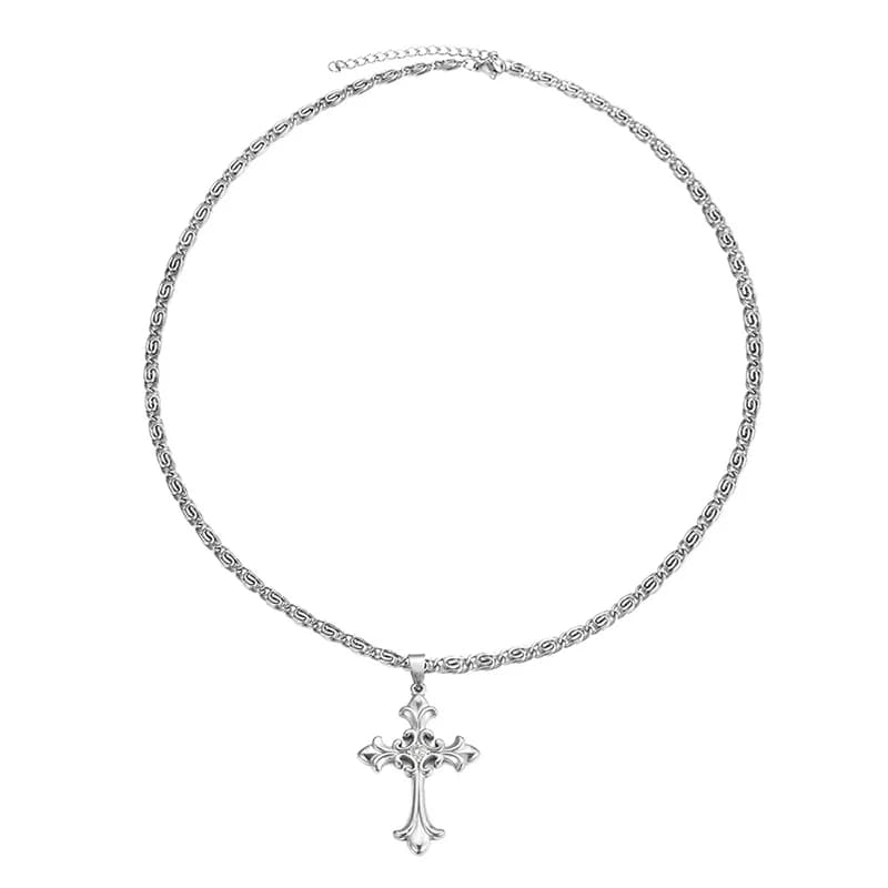 Collier pendentif croix en métal