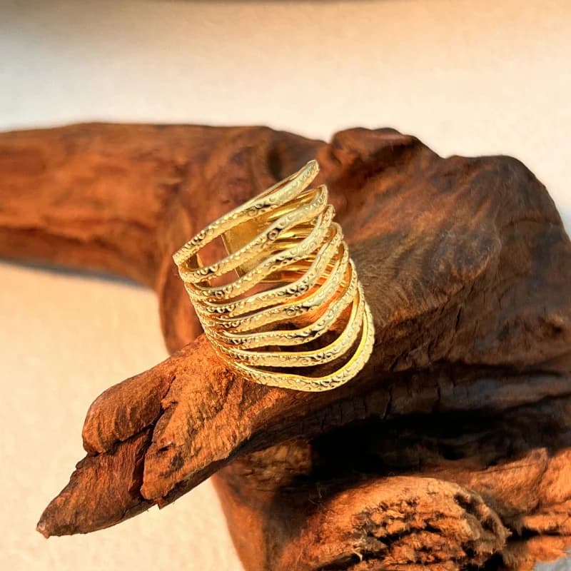 Bague ouverte à large manchon creux, acier inoxydable 316L