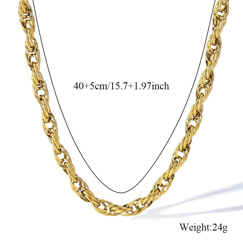 Collier ras-du-cou chaîne torsadée, plaqué or