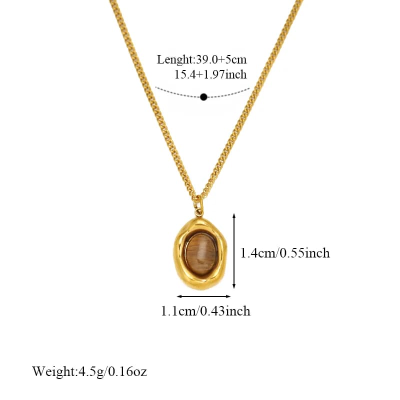 Collier pendentif pierre brune vintage