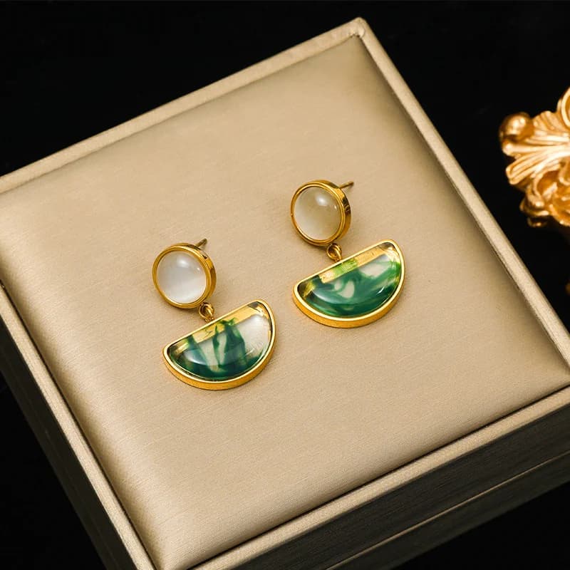 Boucles d'Oreilles Pendantes Géométriques Dorées