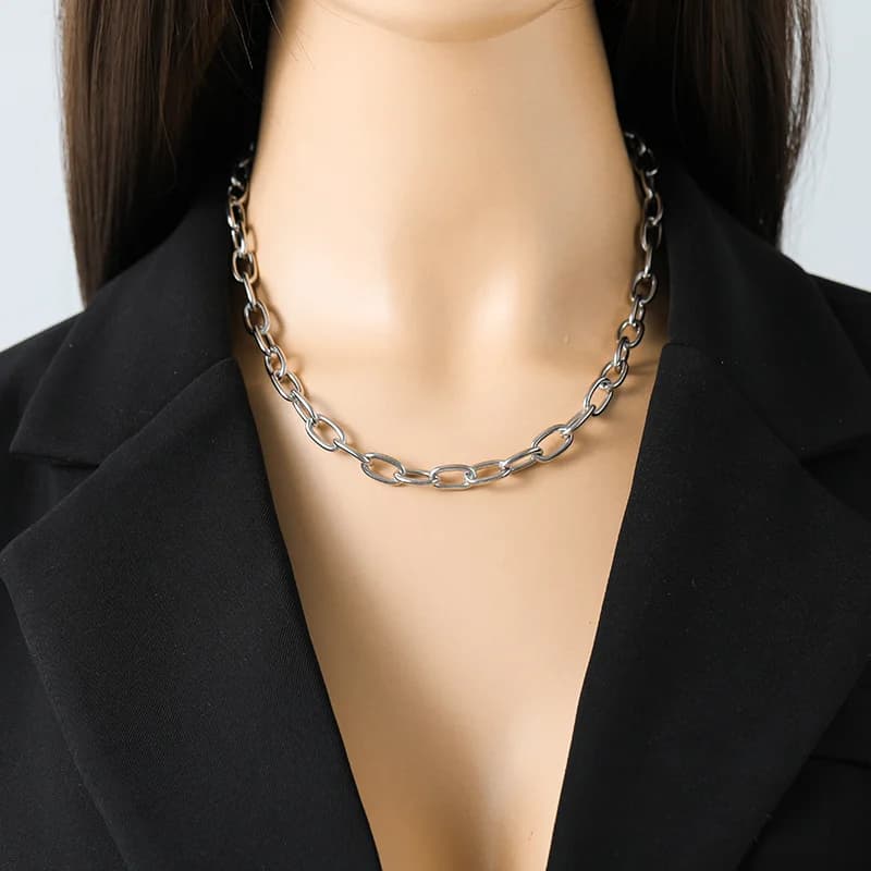 Parure Collier et Bracelet Chaîne Couleur Argent