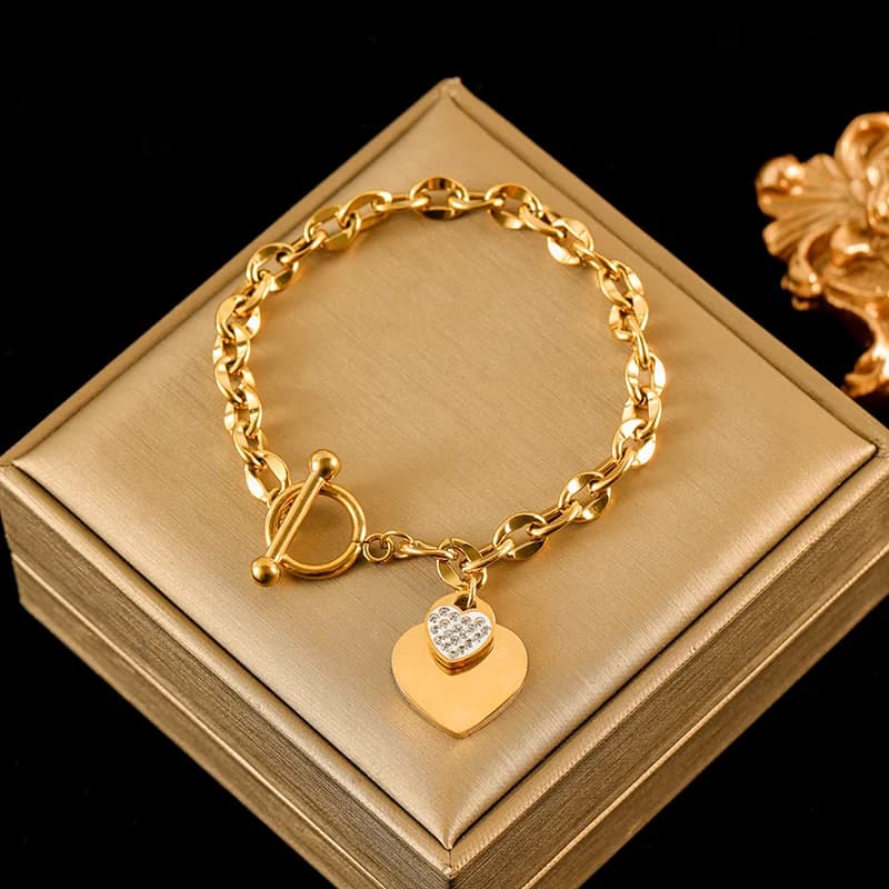 Bracelet breloques Étoile de mer et Coquillage, Placage Or