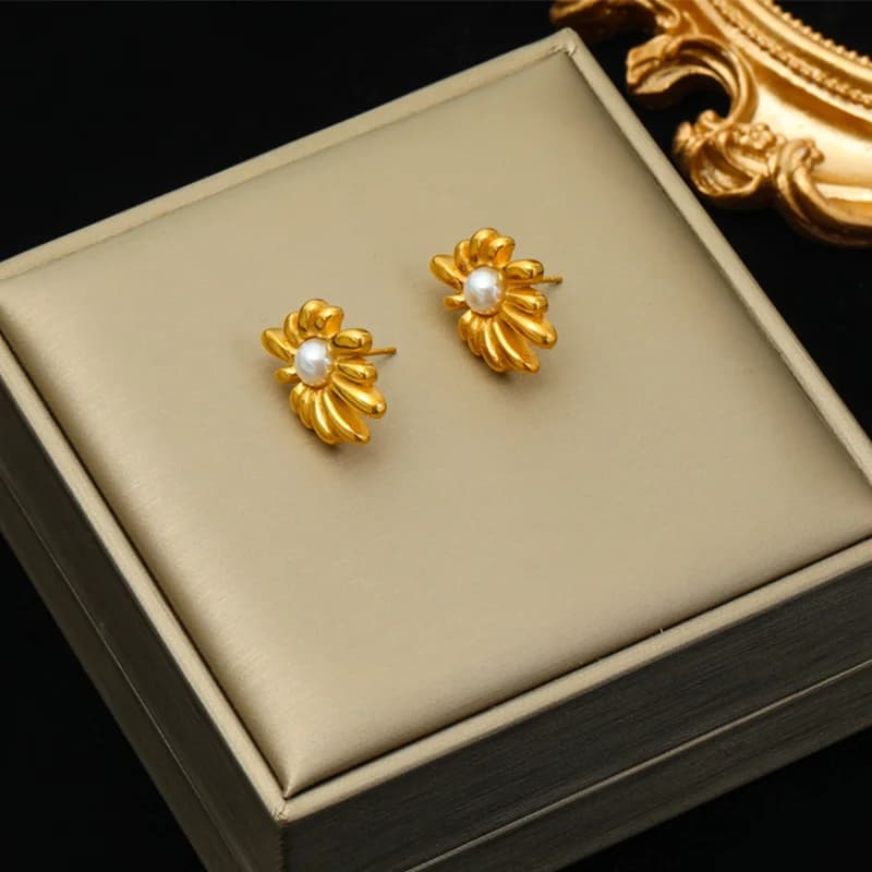 Boucles d'Oreilles Pendantes Perles Croix Léopard Phénix