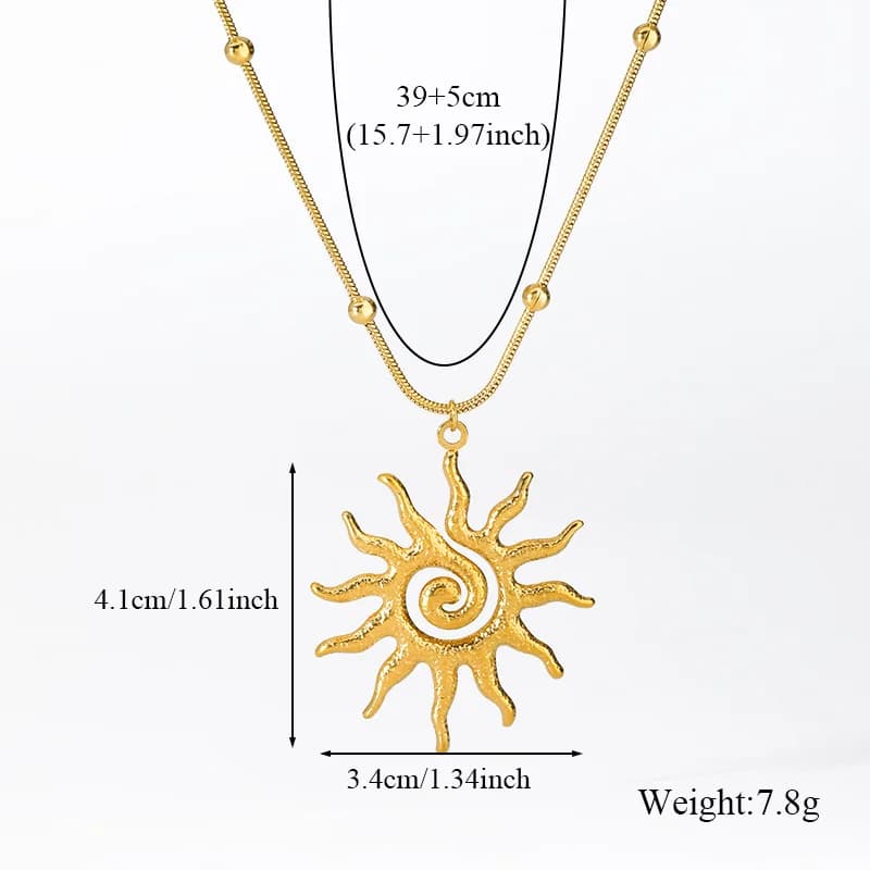 Parure collier et boucles d'oreilles soleil vintage