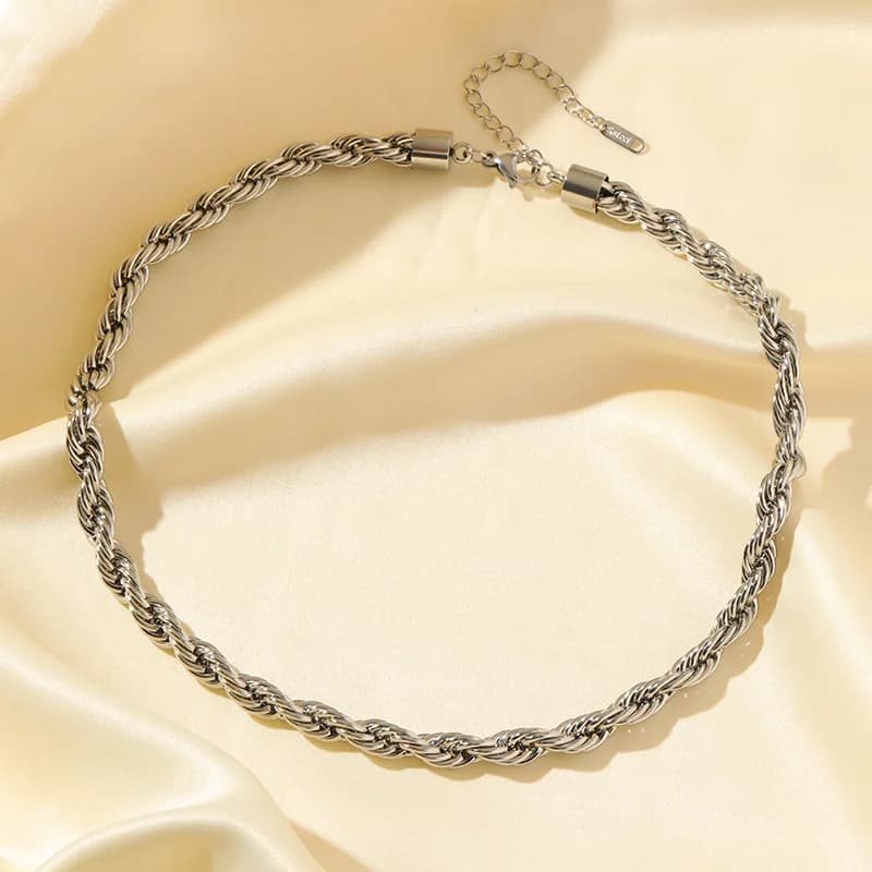 Collier chaîne épaisse 8mm, plaqué or 18K