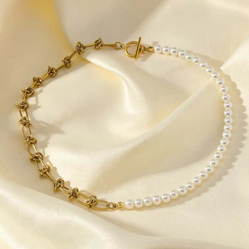 Collier épais en acier inoxydable, couleur or