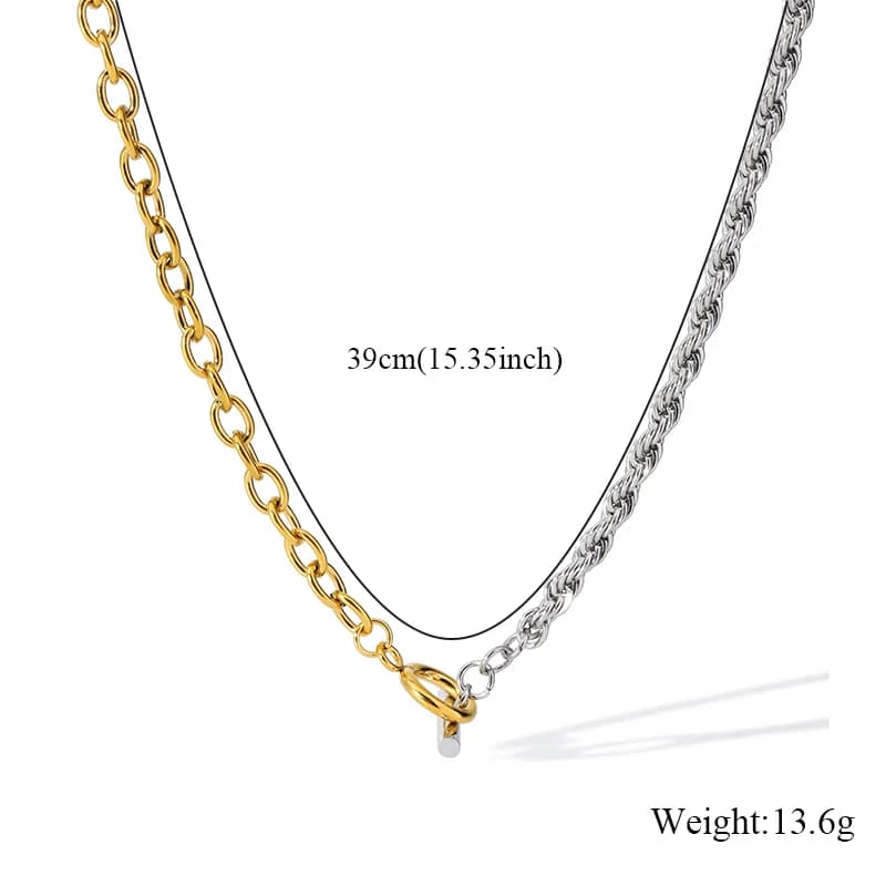 Parure Collier et Bracelet Chaîne, Or et Argent