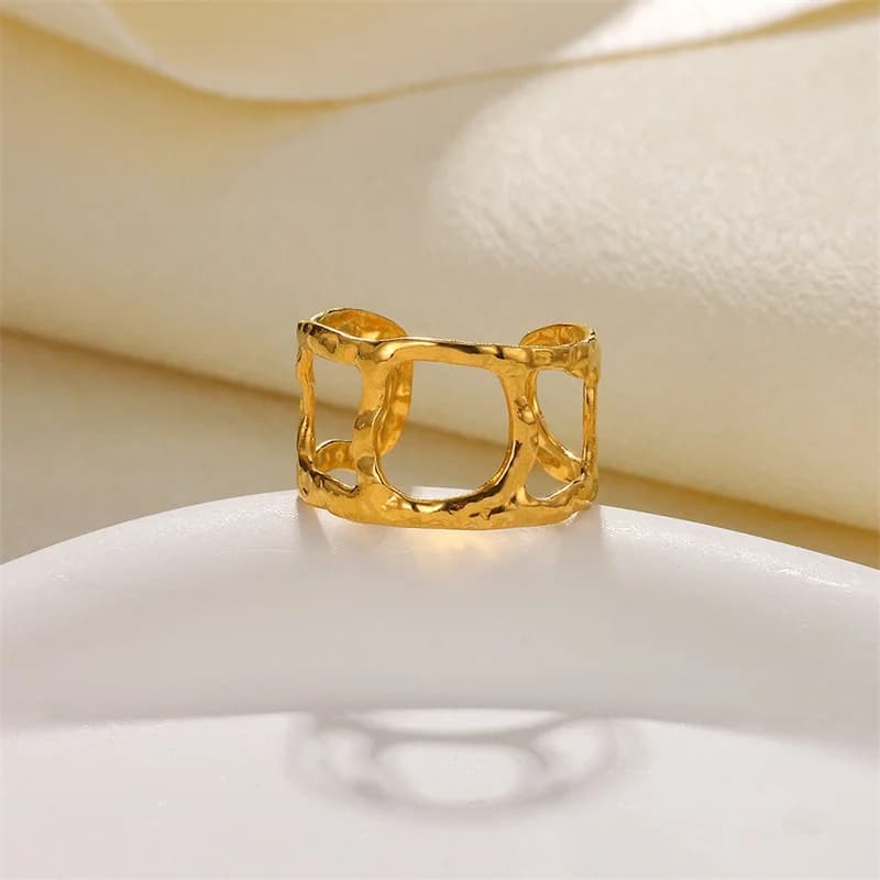 Bague Ouverte à Charm Plaqué Or 18K