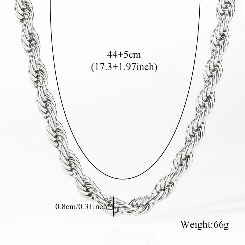 Collier chaîne épaisse 8mm, plaqué or 18K