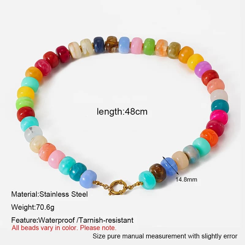 Collier ras-du-cou perles en résine acrylique