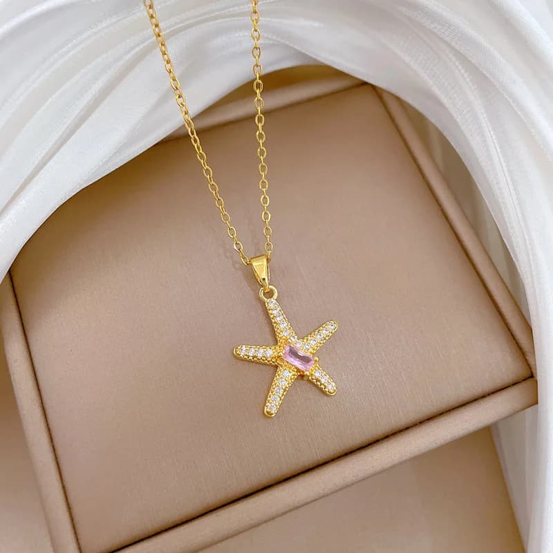 Collier pendentif fleur bleue