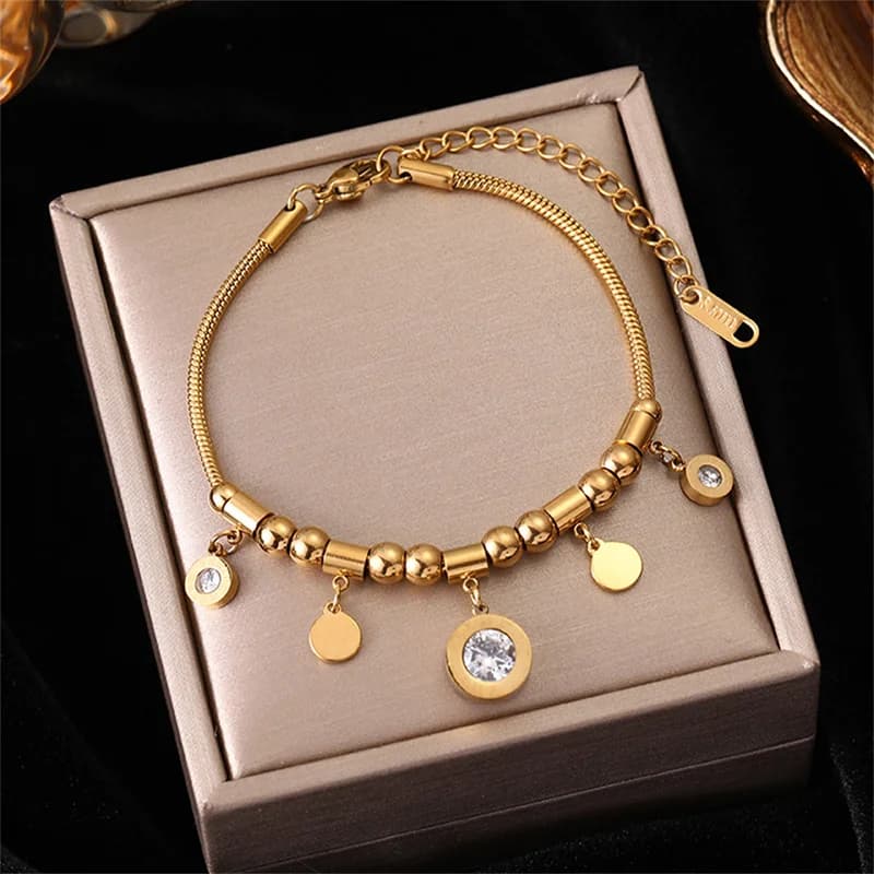 Bracelet à breloques chiffres romains ronds