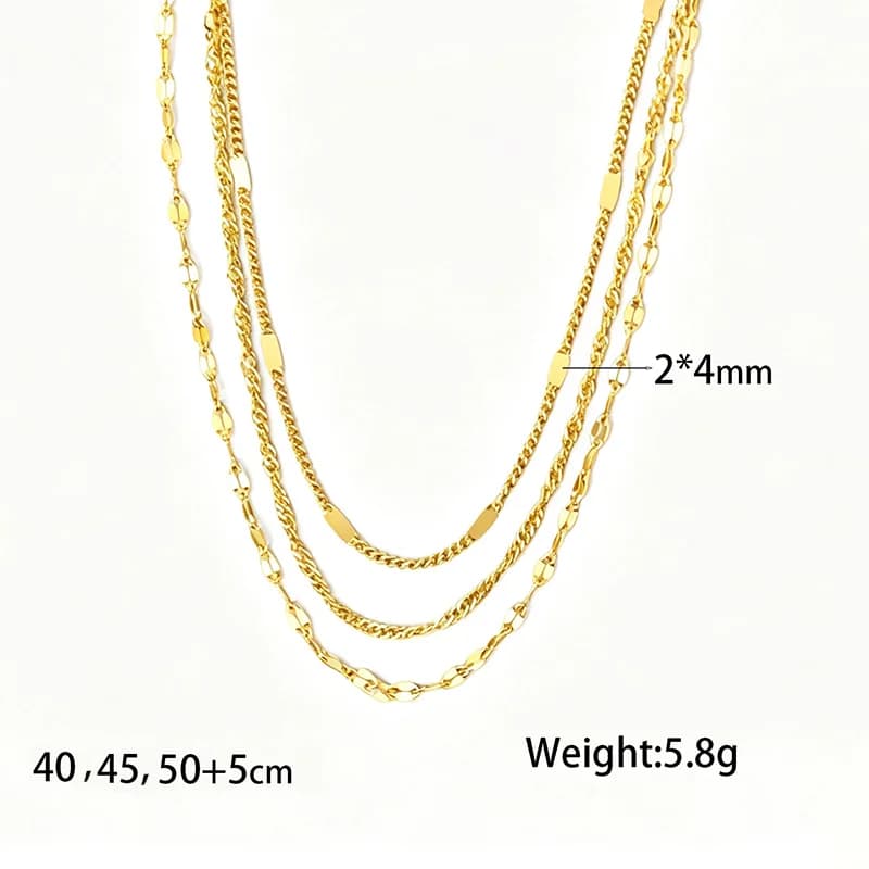Collier superposé chaîne maille dorée