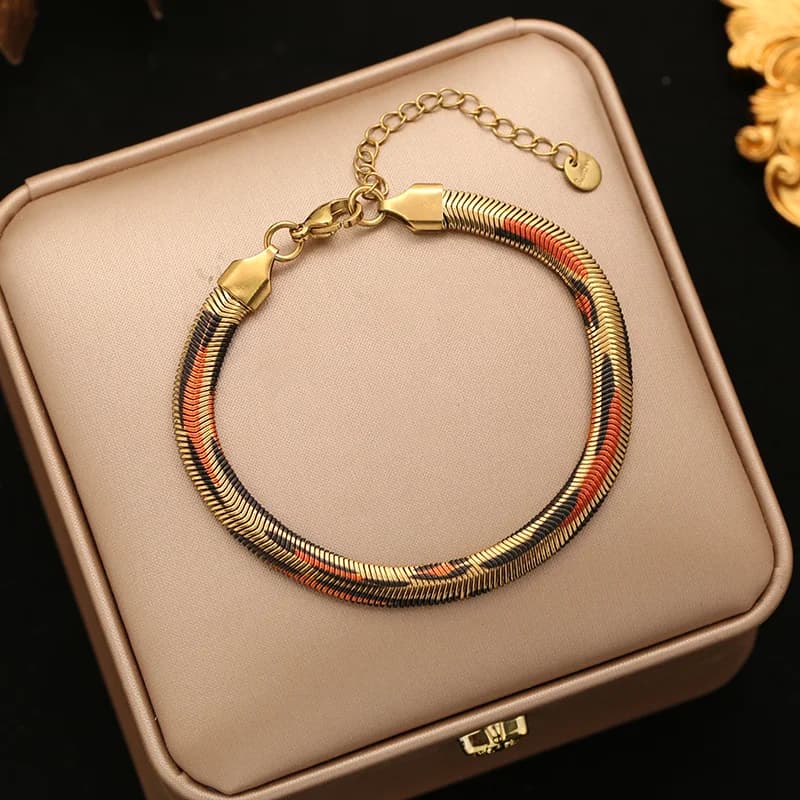 Parure Collier et Bracelet Chaîne à Motif Serpent