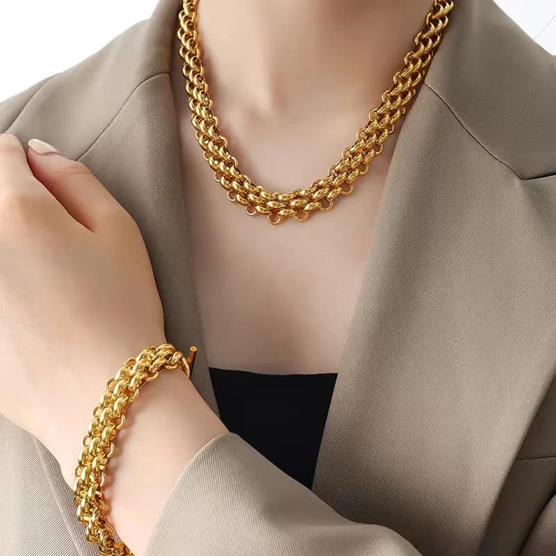 Bracelet chaîne cubaine doré