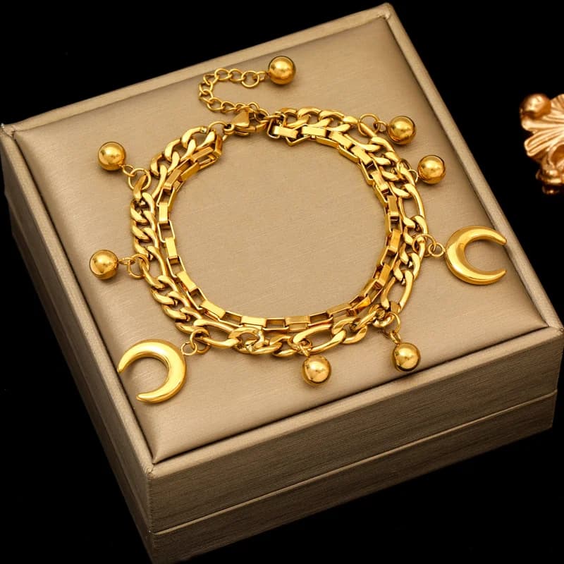 Bracelet jonc rond portrait couleur or