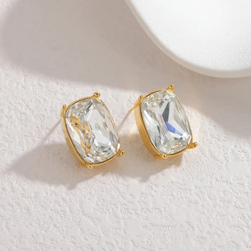Ensemble Collier, Boucles d'Oreilles et Bague en Cristal Acier Inoxydable