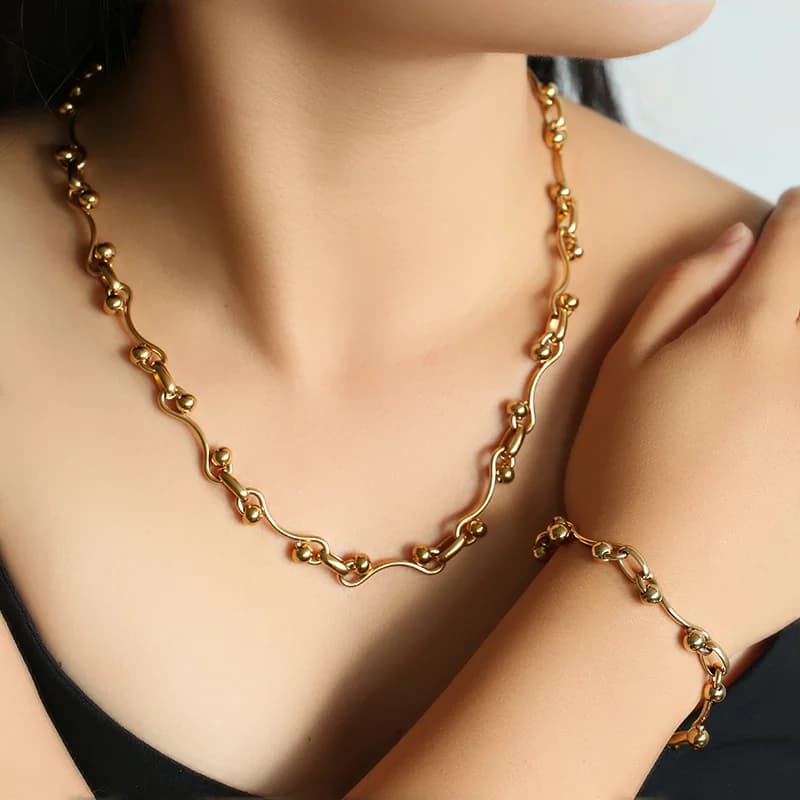 Parure Artisanale Collier et Bracelet Perles Rondes
