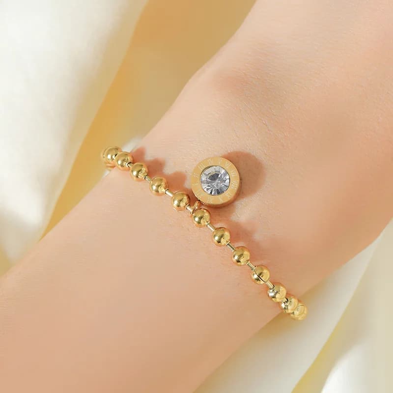 Parure de bijoux en acier inoxydable 316L avec chiffres romains et zircons