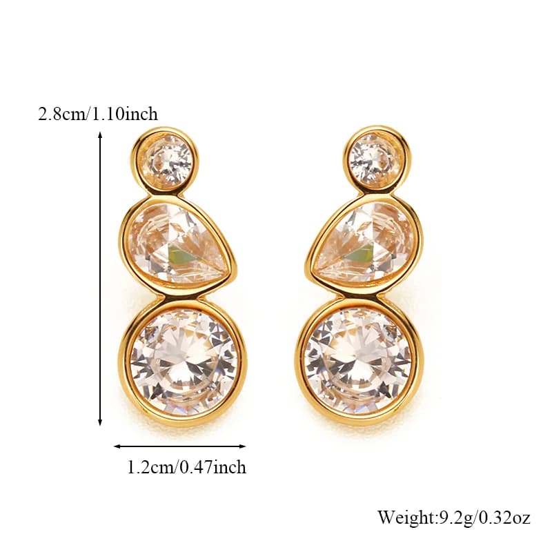 Boucles d'oreilles pendantes en acier inoxydable avec cristaux de zircon