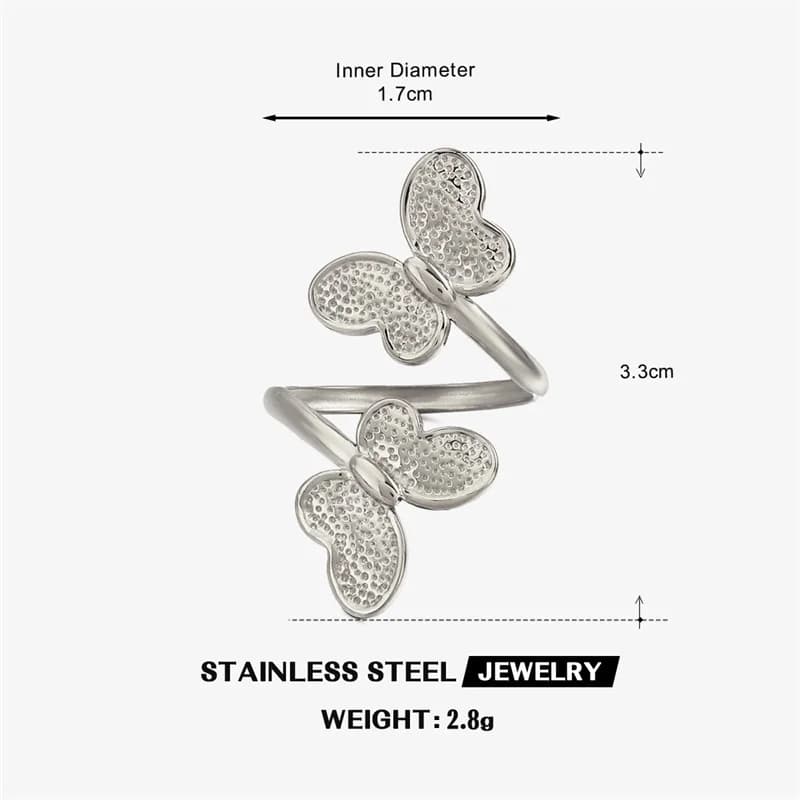 Bague ajustable cœur en acier inoxydable 316L