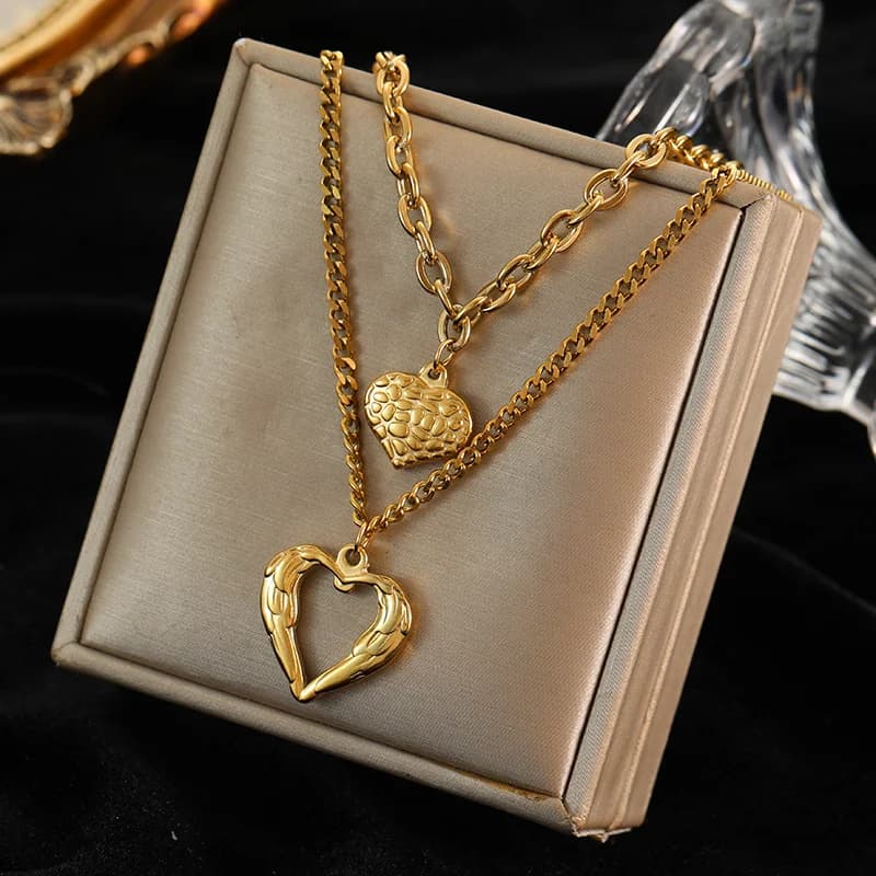 Collier empilé minimaliste en acier inoxydable à plusieurs rangs