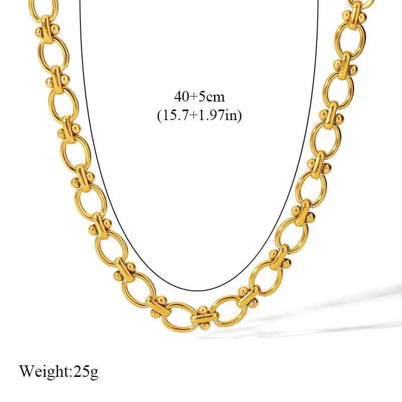 Collier chaîne en acier inoxydable, plaqué or