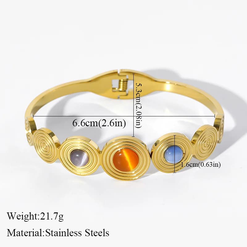 Bracelets Joncs Ronds avec Pierres Colorées en Acier Inoxydable