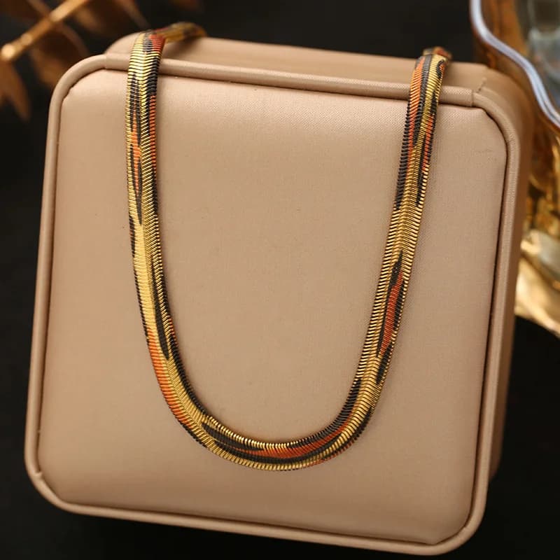 Parure Collier et Bracelet Chaîne à Motif Serpent