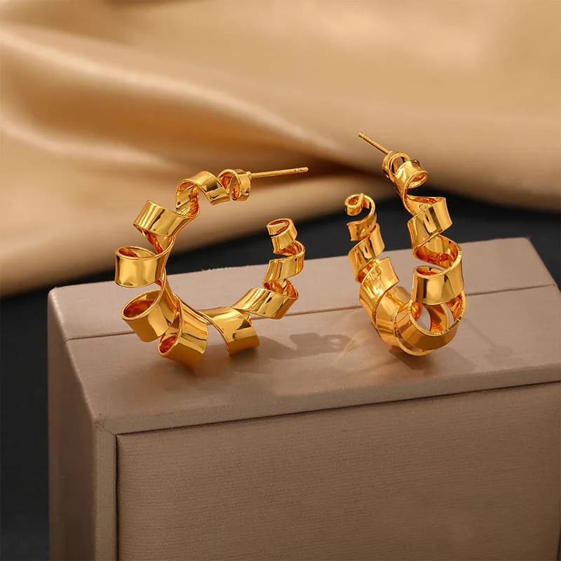 Boucles d'oreilles puces zircon irrégulières en acier inoxydable
