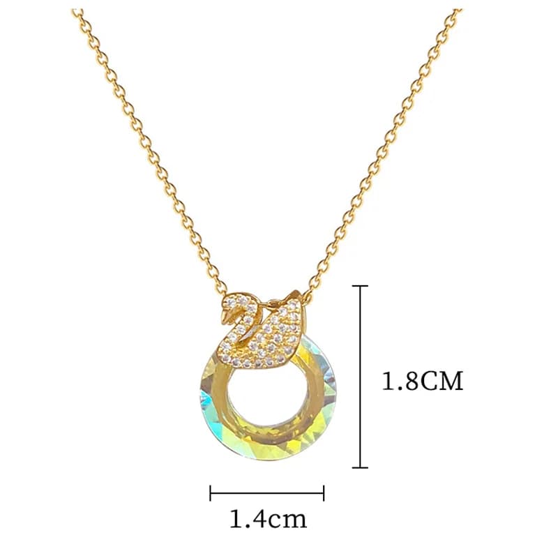 Collier pendentif cygne zircon cubique, ton doré