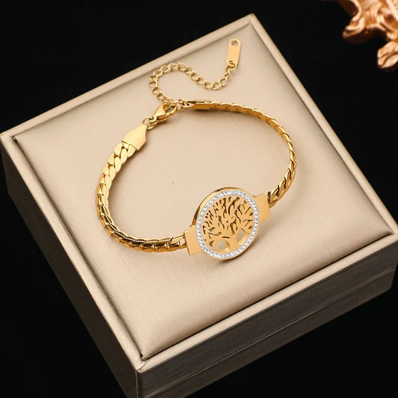 Bracelet à breloques étoile et léopard, chaîne épaisse en acier inoxydable