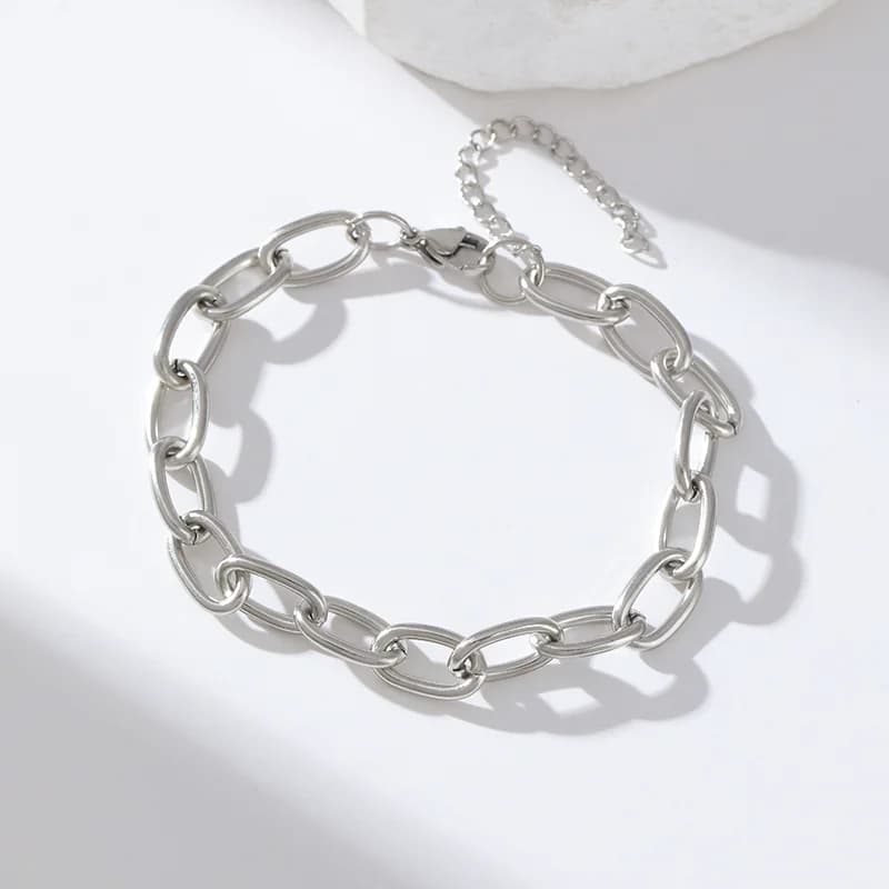Bracelet chaîne torsadée à perles, plaqué or