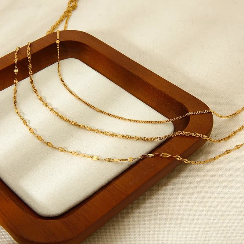 Collier chaîne superposée empilable en acier inoxydable