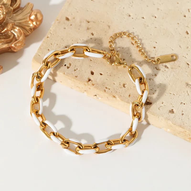 Bracelet émaillé blanc pour femme