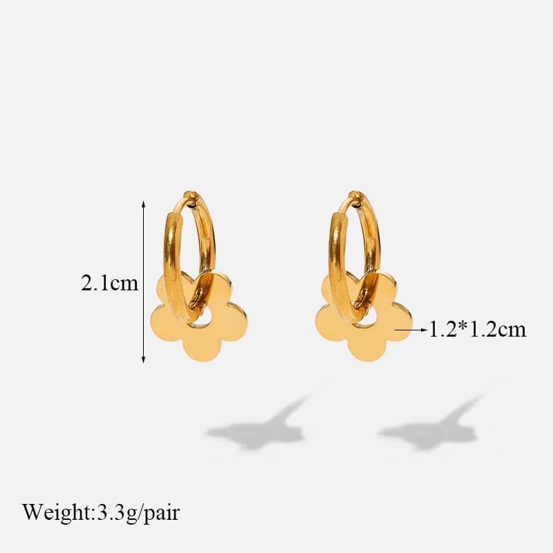 Boucles d'Oreilles Pendantes Papillon et Cœur, Plaqué Or