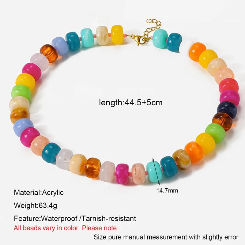 Collier ras-du-cou perles en résine acrylique