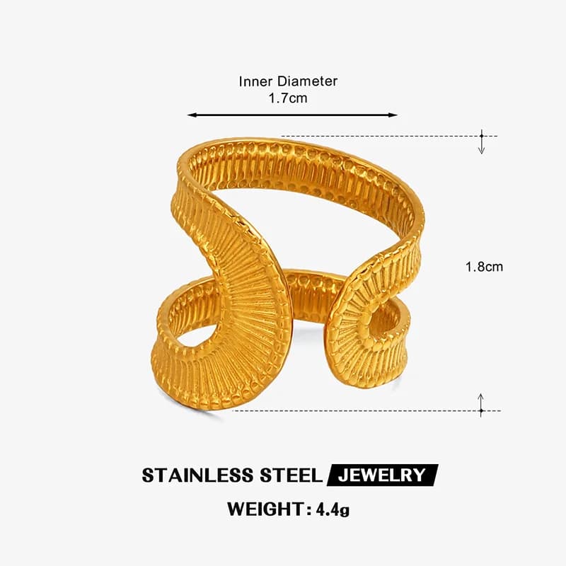 Bague manchette ajustable en acier inoxydable à motif creux irrégulier