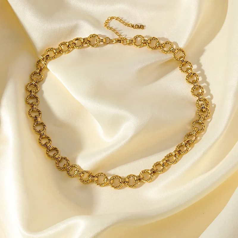 Collier épais en acier inoxydable, couleur or