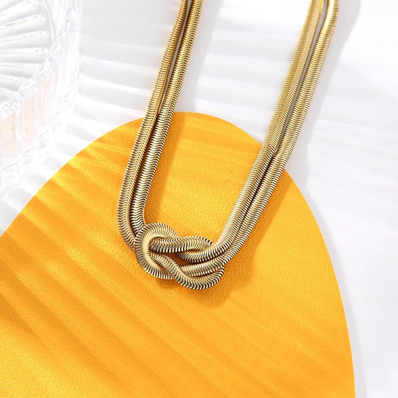 Collier Chaîne Nœud, Plaqué Or 18K
