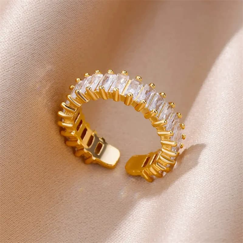 Bague ajustable en acier inoxydable 316L avec zircone cubique