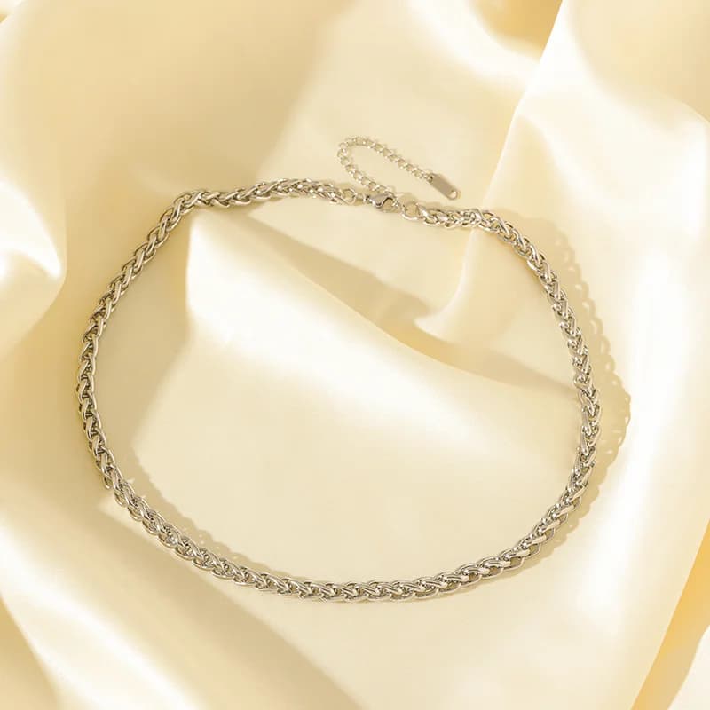Collier chaîne argenté en acier inoxydable 316L