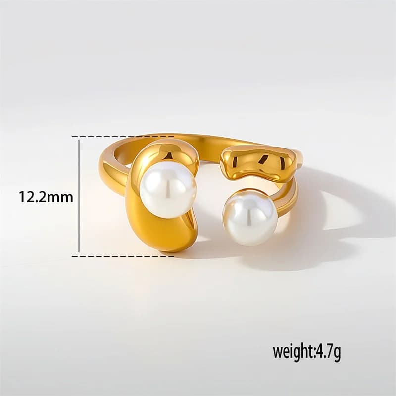 Bague Ajustable Cœur Zircon Cubique et Perle