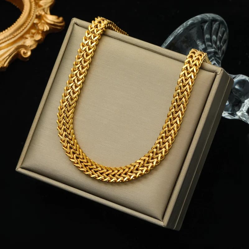 Collier Choker Chaîne Épaisse Dorée