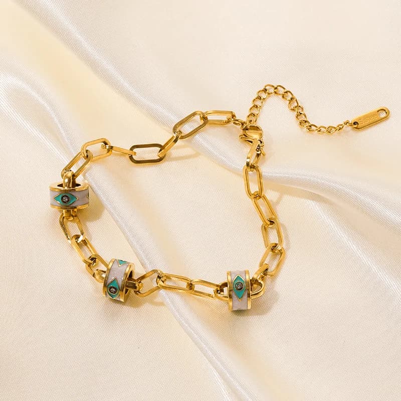 Bracelet jonc géométrique circulaire en acier inoxydable