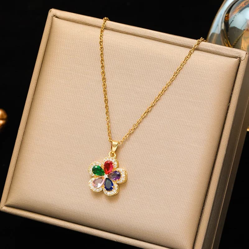 Collier double rang irrégulier perles acier inoxydable
