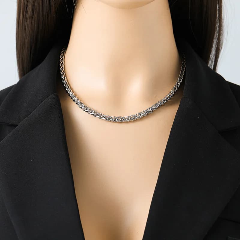 Collier à Chaîne Épaisse Argenté